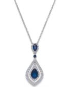 Sapphire (1-1/4 Ct. T.w.) And Diamond (1/2 Ct. T.w.) Pendant Necklace In 14k White Gold