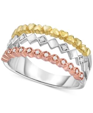 Diamond Tri-tone Multi-band Ring (1/10 Ct. T.w.)