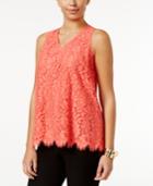 Alfani Floral-lace Top, Only At Macy's