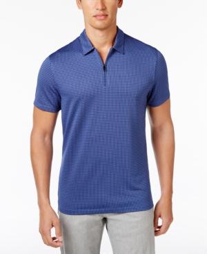 Alfani Men's Grid-pattern Zip Polo, Created For Macy's