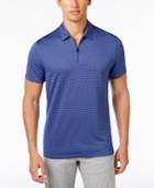 Alfani Men's Grid-pattern Zip Polo, Created For Macy's