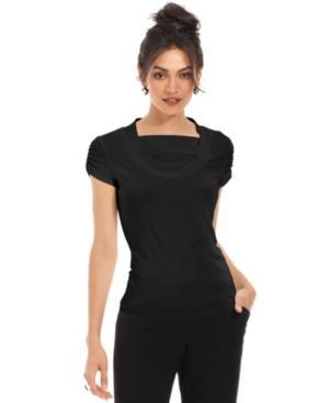 Tahari Asl Short-sleeve Draped Ruched Top