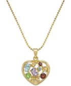 Victoria Townsend Multi-gem Mosaic Heart Pendant Necklace (2-1/3 Ct. T.w.) In 18k Gold Over Sterling Silver