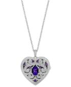 Amethyst (1 Ct. T.w.) And Diamond (1/10 Ct. T.w.) Heart Locket Necklace In Sterling Silver