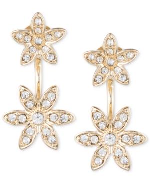Anne Klein Silver-tone Crystal Flower Drop Earrings