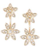 Anne Klein Silver-tone Crystal Flower Drop Earrings