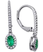 Emerald (3/8 Ct. T.w.) & Diamond (1/5 Ct. T.w.) Drop Earrings In 14k White Gold