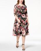 Sangria Plus Size Printed Lace A-line Dress