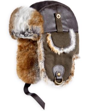 Woolrich Men's Faux Leather & Canvas Trooper Hat
