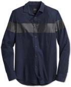 Armani Exchange Men's Single Stripe Mixed Media Shirt