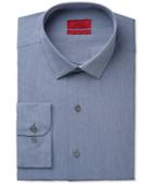 Alfani Men's Fitted Performance Indigo Blue Hairline-stripe Dress Shirt, Only At Macy's