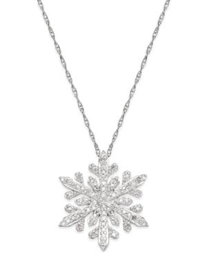 Diamond Snowflake Pendant Necklace (1/3 Ct. T.w.) In Sterling Silver