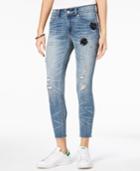 Indigo Rein Juniors' Ripped Embellished Skinny Ankle Jeans