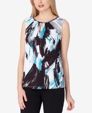Tahari Asl Brushstroke-print Keyhole Shell