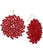 Kenneth Cole New York Gold-tone Red Bead Woven Drop Earrings
