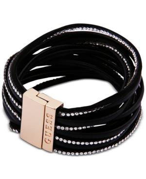 Guess Gold-tone Crystal & Faux Leather Multi-row Bracelet
