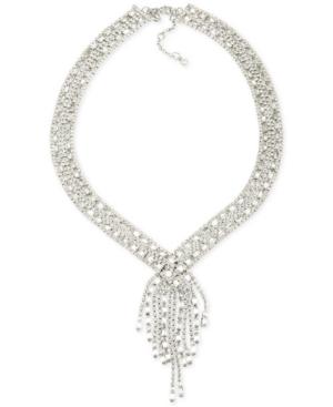 Carolee Silver-tone Pave Wide Lariat Necklace