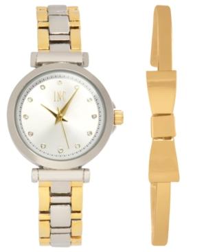 I.n.c. Women's Two-tone Bracelet Watch 28mm Gift Set, Created For Macy's