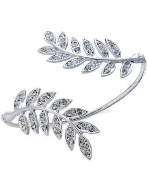 Inc International Concepts Silver-tone Pave Double Leaf Cuff Bracelet, Created For Macy's