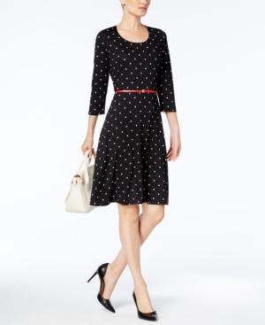 Ny Collection Belted Fit & Flare Dress