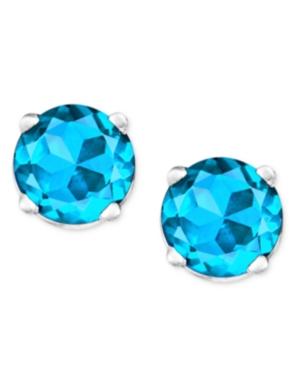 10k White Gold Earrings, Blue Topaz Round Stud (1 Ct. T.w.)