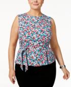 Nine West Plus Size Belted Top
