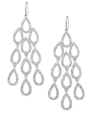 Abs By Allen Schwartz Earrings, Silver-tone Pave Crystal Large Chandelier Earrings