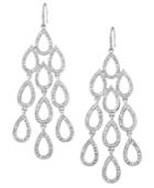 Abs By Allen Schwartz Earrings, Silver-tone Pave Crystal Large Chandelier Earrings