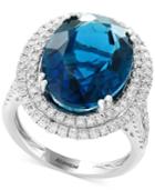 Effy London Blue Topaz (11-9/10 Ct. T.w.) & Diamond (1 Ct. T.w.) Ring In 14k White Gold