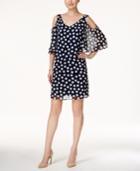 Connected Polka-dot Cold-shoulder Shift Dress