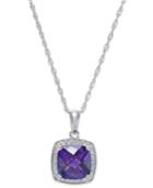 Amethyst (1-1/5 Ct. T.w.) And Diamond (1/10 Ct. T.w.) Pendant Necklace In 14k White Gold