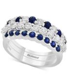 Effy 3-piece Set Sapphire (9/10 Ct. T.w.) & Diamond (9/10 Ct. T.w.) Stackable Rings In 14k White Gold (also Available In Emerald & Certified Ruby)