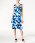 Jm Collection Sleeveless A-line Dress, Geometric Print