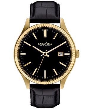 Caravelle New York By Bulova Men's Black Croc-embossed Leather Strap Watch 41mm 44b106