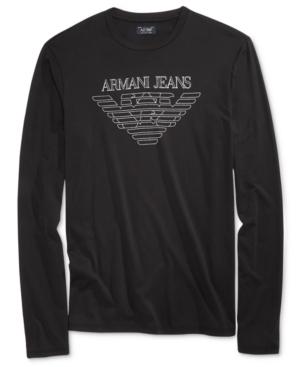 Armani Jeans Men's Long-sleeve Graphic-print T-shirt