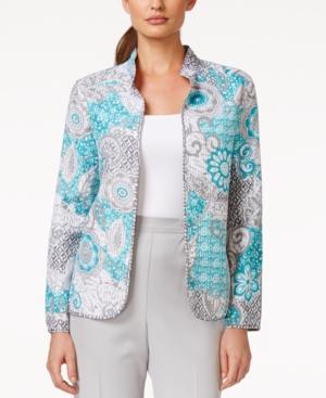 Alfred Dunner Open-front Printed Jacket