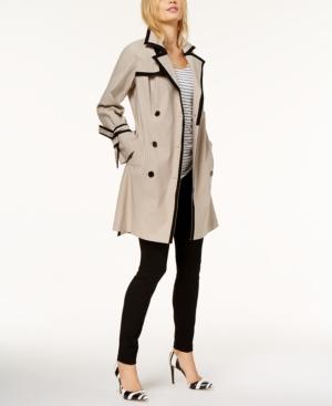 Inc International Concepts Contrast-trim Belted Trench Coat, Created For Macy's