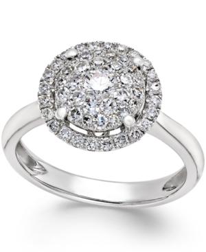 Diamond Cluster Halo Ring (3/4 Ct. T.w.) In 14k White Gold