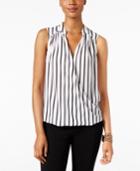 Inc International Concepts Striped Surplice Blouse, Only At Macy's