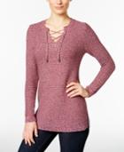 Charter Club Marled Lace-up Sweater, Only At Macy's