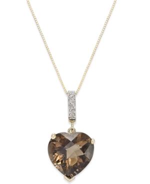 Smoky Quartz (5-1/10 Ct. T.w.) And Diamond Accent Pendant Necklace In 14k Gold