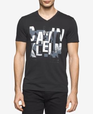 Calvin Klein Men's Graphic Print V-neck Cotton T-shirt