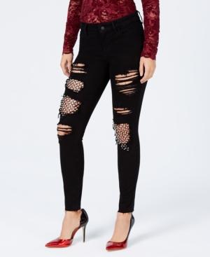 Guess Ripped Mesh-inset Jeans