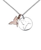 Unwritten Two-tone Hummingbird Pendant Necklace In Sterling Silver And Rose Gold-flash 16+2 Extender