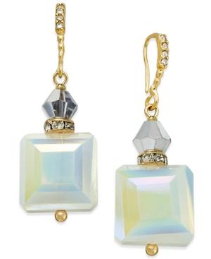 Inc International Concepts Gold-tone White-stone Square Drop Earrings, Only At Macy's