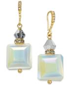 Inc International Concepts Gold-tone White-stone Square Drop Earrings, Only At Macy's