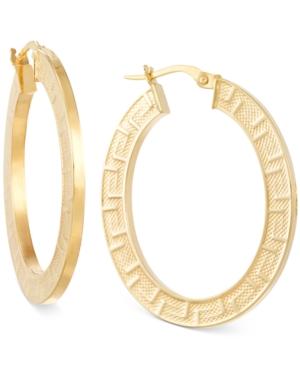 Greek Key Hoop Earrings In 14k Gold