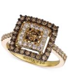 Le Vian Chocolate And White Diamond Square Ring In 14k Gold (1 Ct. T.w.)