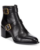 Nine West Evalee Buckle-trim Block-heel Booties Women's Shoes