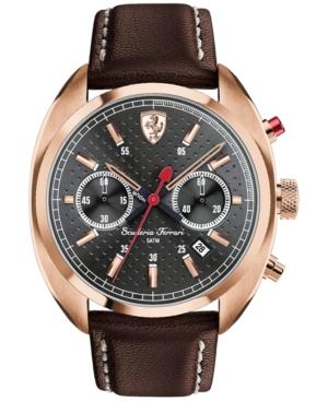 Scuderia Ferrari Men's Chronograph Formula Sportiva Brown Leather Strap Watch 45mm 830210